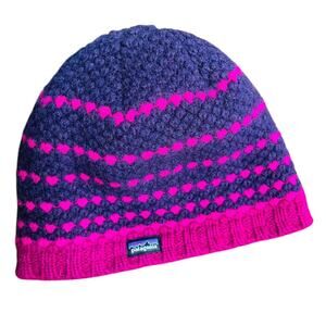 Patagonia Womens Wool Knit Beanie Pink Purple Fleece Lined One Size